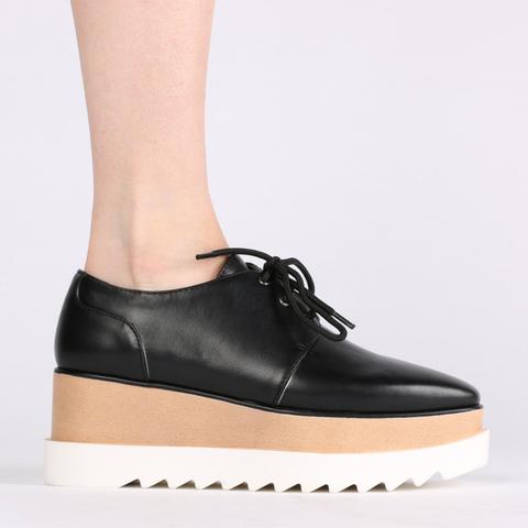 Maya Stacked Flatform Shoes In Black