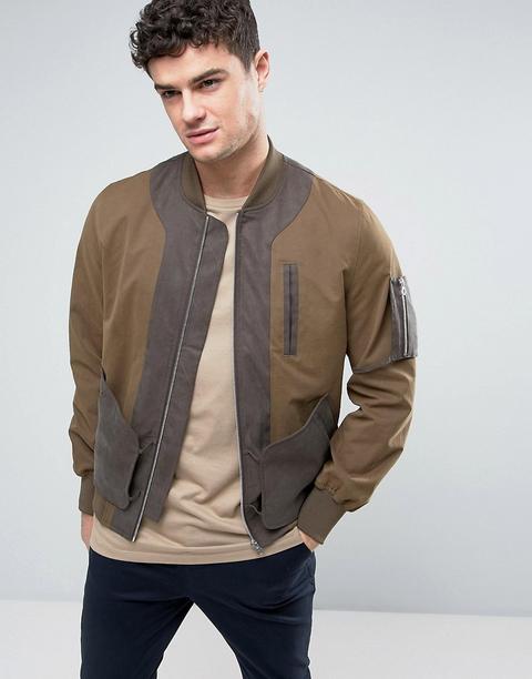 Cazadora Bomber Caqui Con Bolsillos Expuestos De Asos