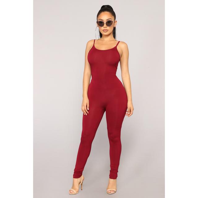 burgundy jumpsuit fashion nova