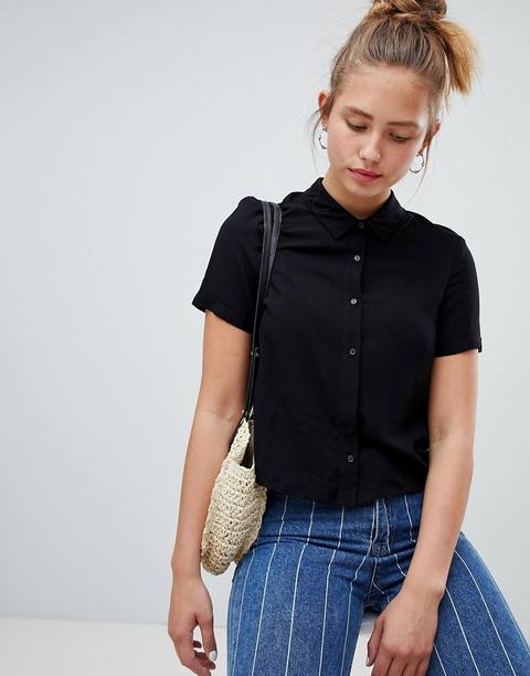 Pull&bear - Blusa Nera Allacciata Sul Davanti - Nero