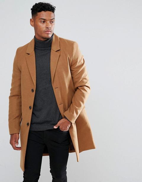 River Island Overcoat In Camel