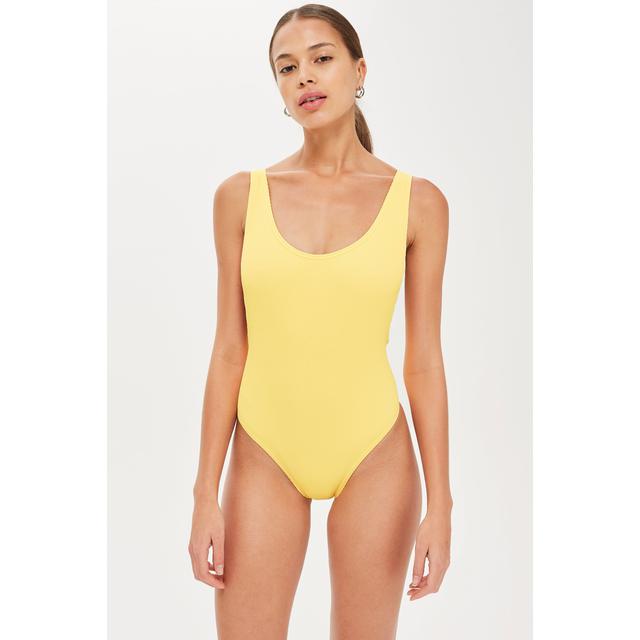 yellow ribbed swimsuit