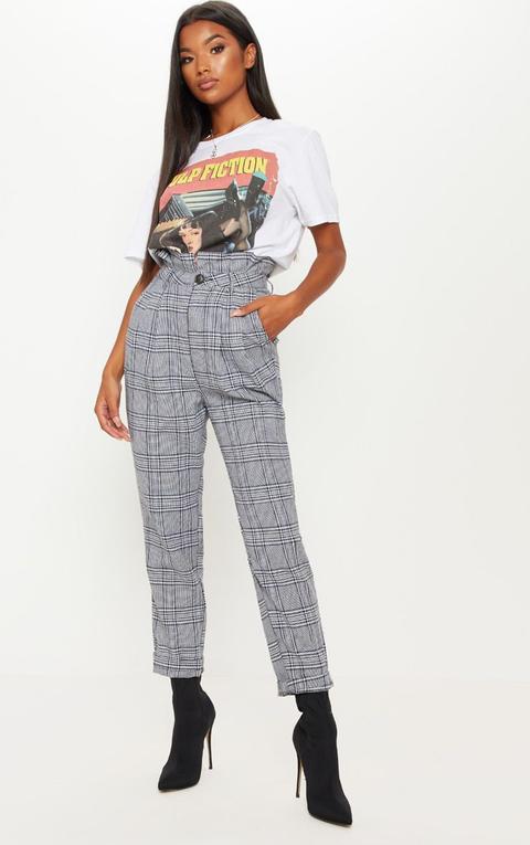 Grey Check Paperbag Trouser