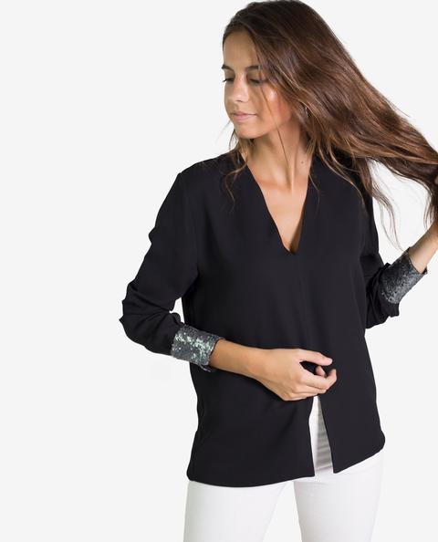 Blusa Olsen Lentejuelas · Negro