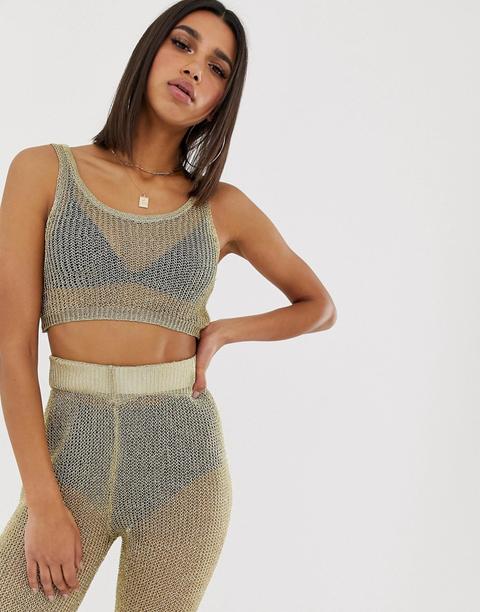 Top Corto Dorado De Conjunto De Missguided-multicolor