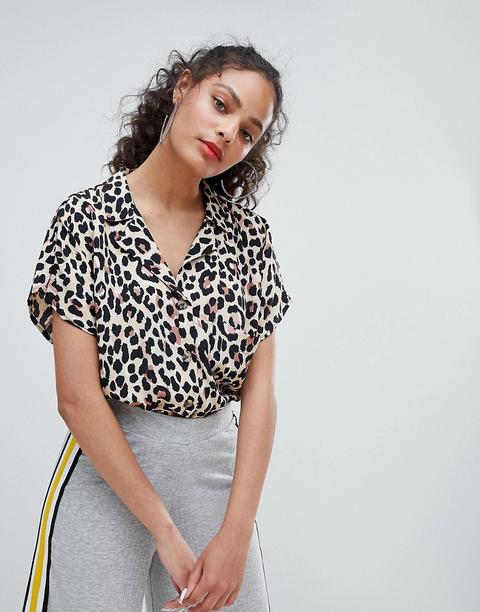 Bershka - Hemd Mit Tasche Im Leopardenmuster - Mehrfarbig