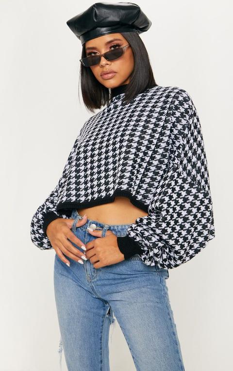 Mono Knitted Dogtooth Crop Jumper