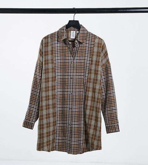 Collusion Mixed Check Mini Shirt Dress-multi