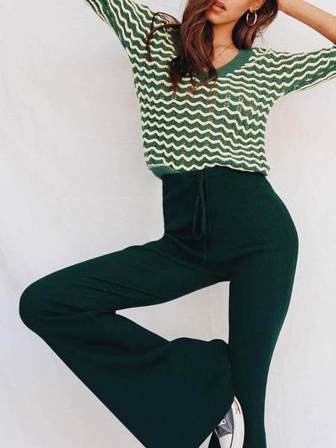 Pantalone Lungo Coulisse Razzi A Campana Casual Verde