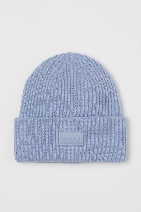 Gorro En Punto De Canalé - Azul