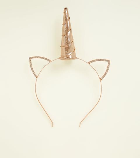 Rose Gold Unicorn Horn Headband New Look