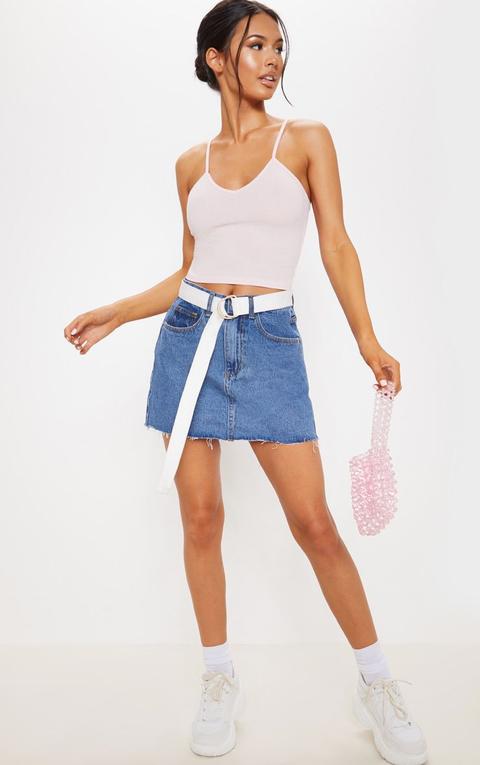 Blue Denim Mini Skirt, Blue