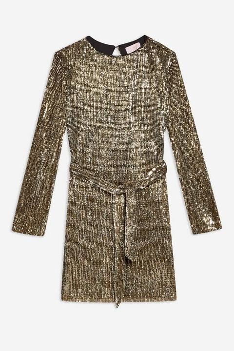 sequin belted dress