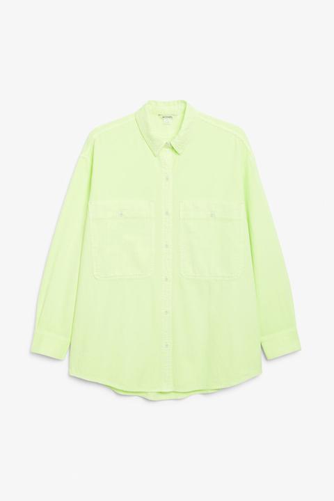 Oversized Cotton Shirt - Yellow