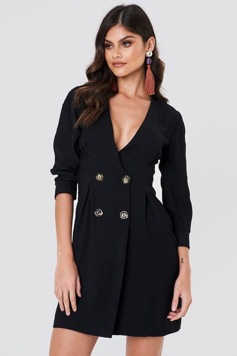 Buttoned Blazer Dress Black