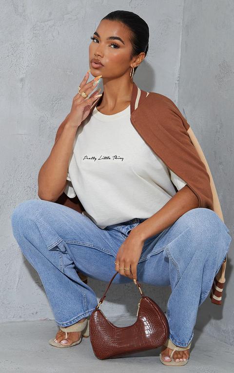 Prettylittlething Oversized Cream T Shirt