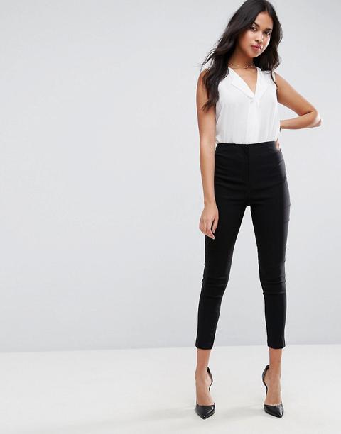 Asos Design - Pantaloni Skinny A Vita Alta - Nero