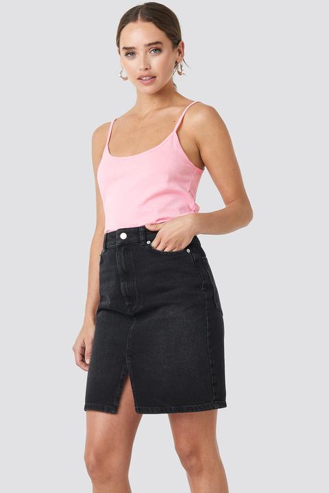 Pencil Denim Mini Skirt Schwarz