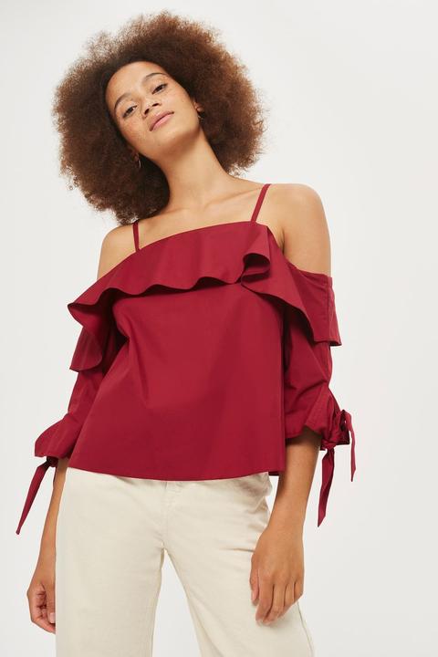 Ruffle Cold Shoulder Top