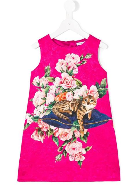 Gabbana Kids - Floral Cat Print Dress 