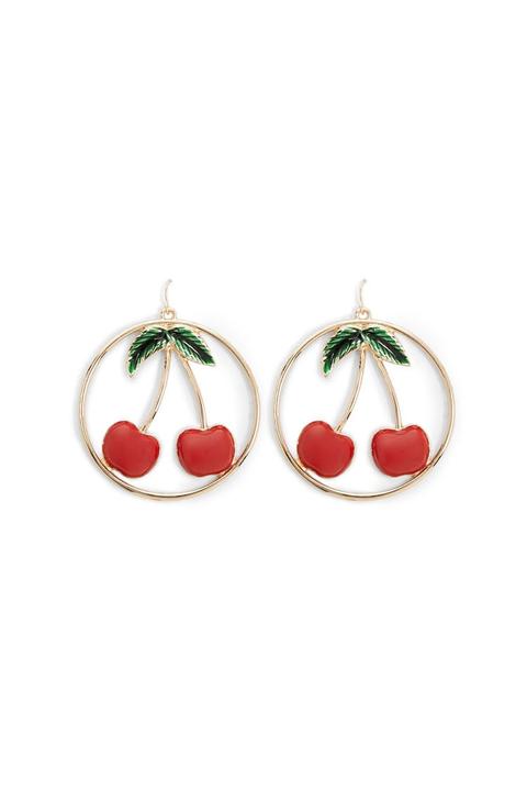 Women's Cherry Hoop Drop Earrings