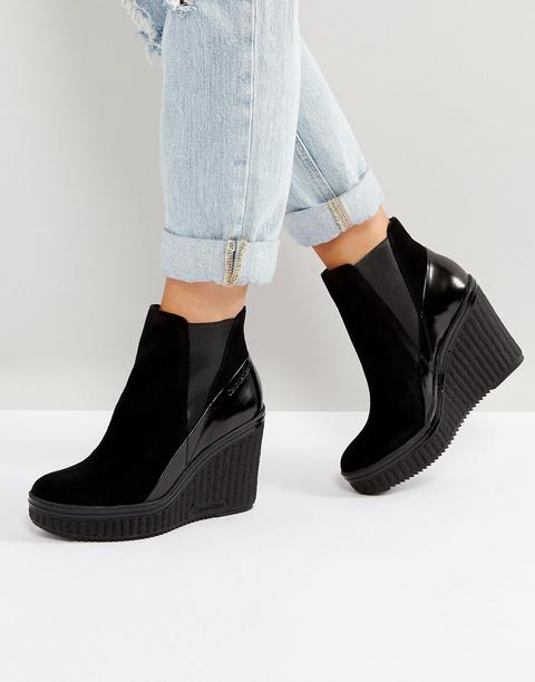 Botines De Tacón Y Cuña En Negro Sasha De Calvin Klein