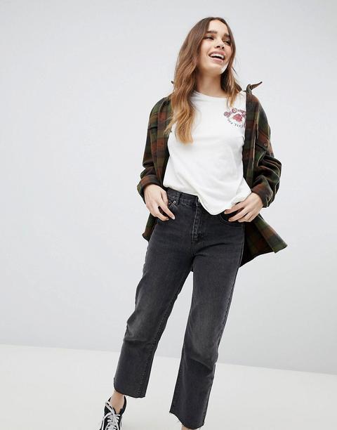 Pull&bear Straight Leg Jean Cropped With Frayed Hem