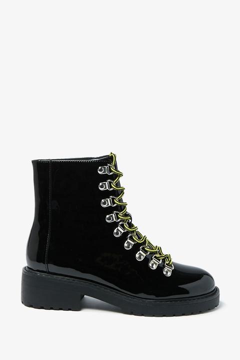 combat boots patent leather