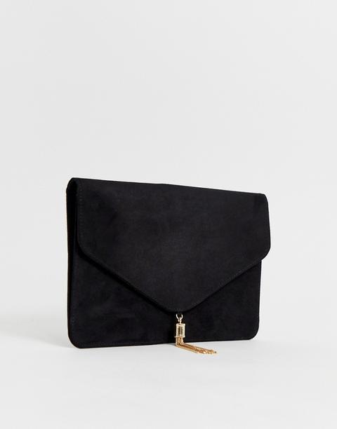 Asos Design Tassel Clutch Bag-black