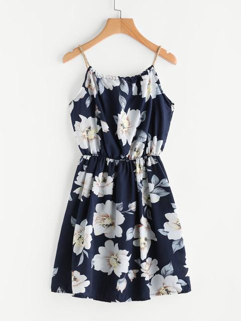 Floral Print Random Self Tie Cami Dress