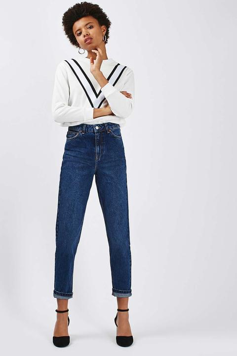 Moto Dark Blue Mom Jeans