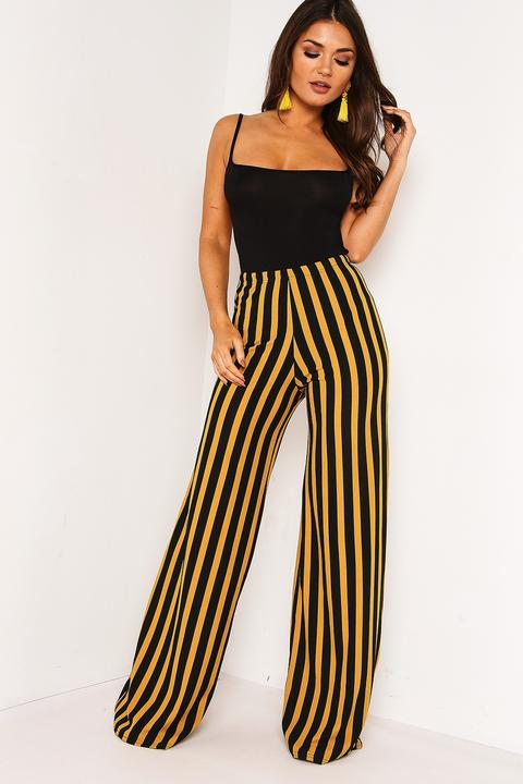 Black And Mustard Vertical Stripe Trouser