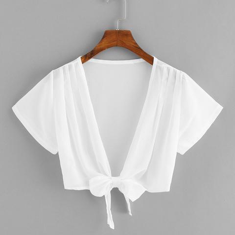 Blusa Con Nudo Escote V Profundo