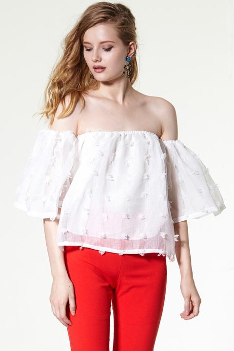 Cynthia Frayed Off-th-shoulder Top