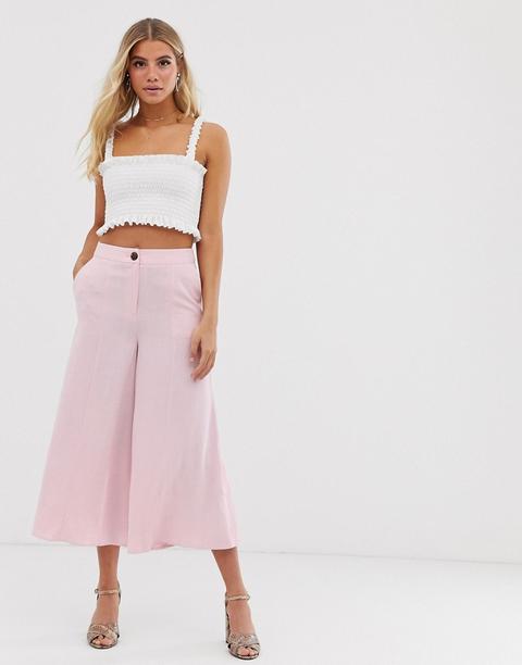 Miss Selfridge - Gonna Pantalone Cropped Ampia Rosa - Rosa