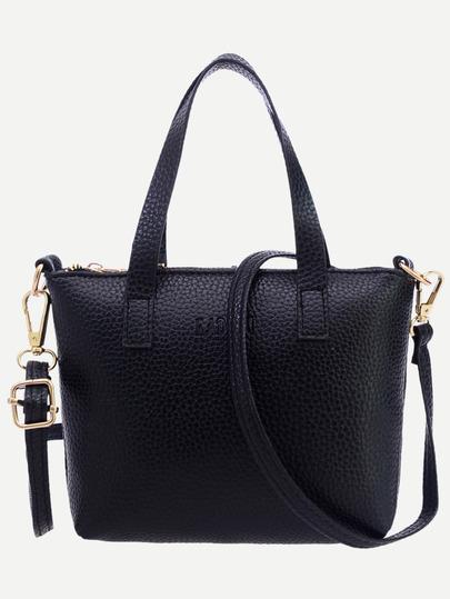 Borsa Tote Ecopelle Con Cinturino - Nero