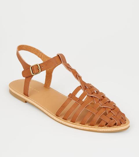 tan caged sandals