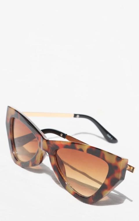 Brown Tortoise Angular Cat Eye Sunglasses