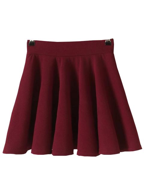 Elastic Waist A-line Burgundy Skirt