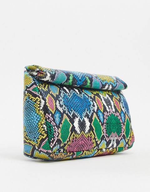 Clutch Con Parte Superior Enrollada Con Diseño De Serpiente Multicolor De Asos Design