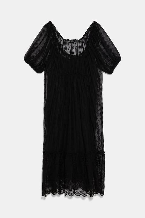 zara black lace dress