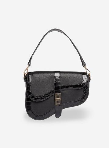 Womens Black Multi-way Shoulder Bag, Black