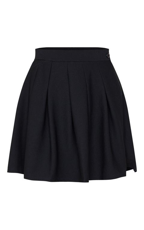Black Pleated Side Split Tennis Skirt