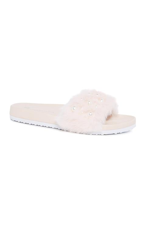 Nude Faux Fur Slider