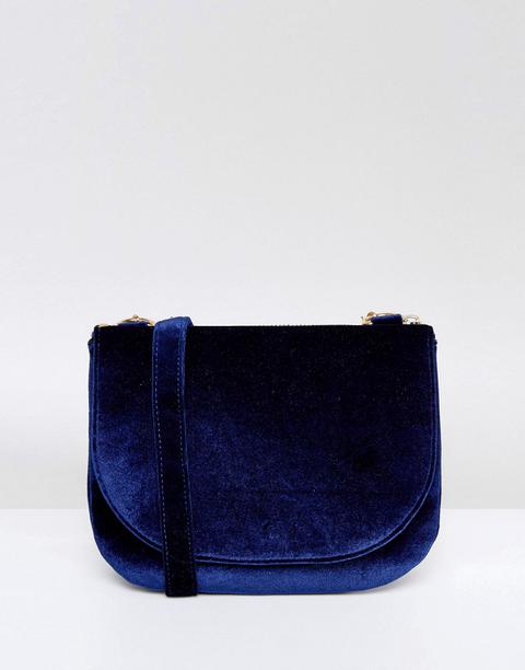 Monki - Borsa A Bisaccia Con Tracolla In Velluto - Navy