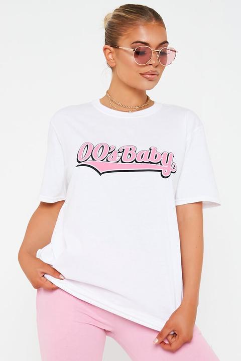 White 00's Baby Oversized T Shirt , White