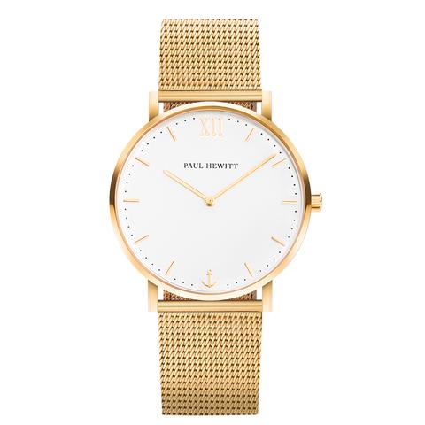 Reloj Sailor Line White Sand Ip Oro Correa Mesh Ip Oro