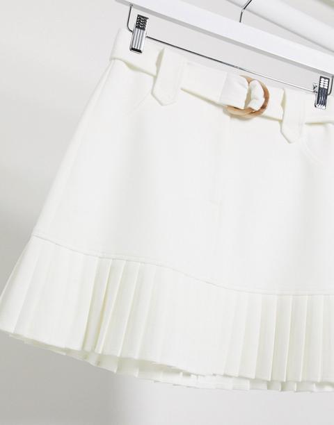 Stradivarius Pleated Mini Skirt In White