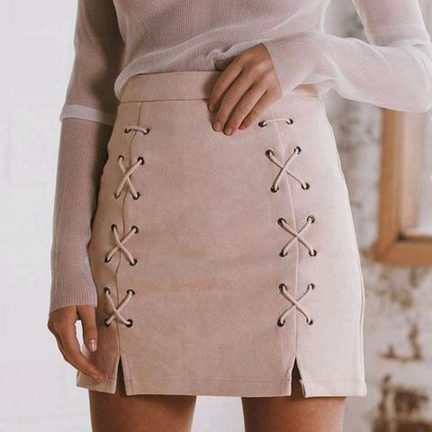 Joelle Lace Up Suede Skirt