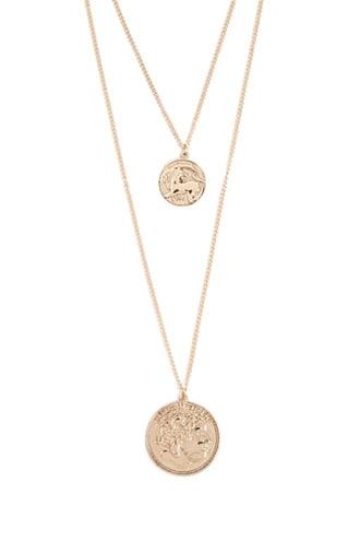 Forever 21 Ancient Coin Pendant Layered Necklace , Gold